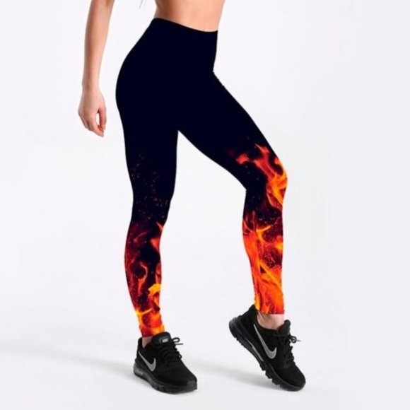 Pants - Fire flame Printing Stretchy Leggings